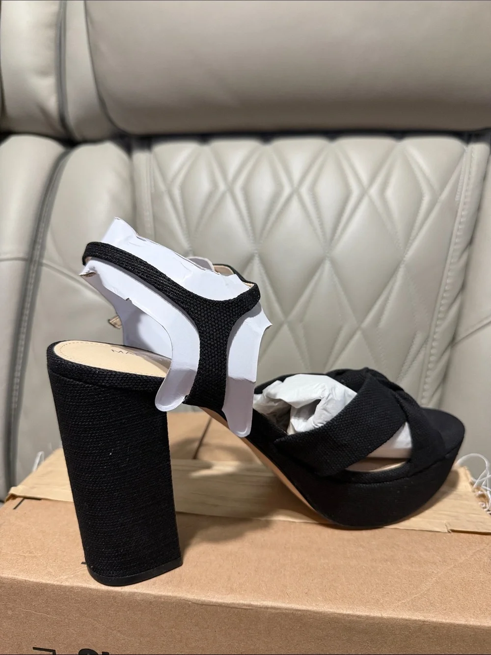 Marc Fisher Black Knotted Platform Block-Heel Sandals